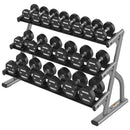 Axion 3-Tier Saddle Dumbbell Rack - Platinum, Short Length, with Weights