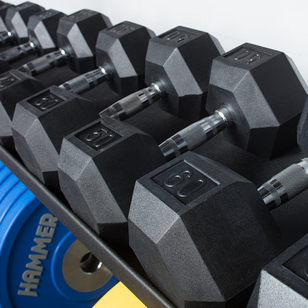 Rubber hex dumbbells