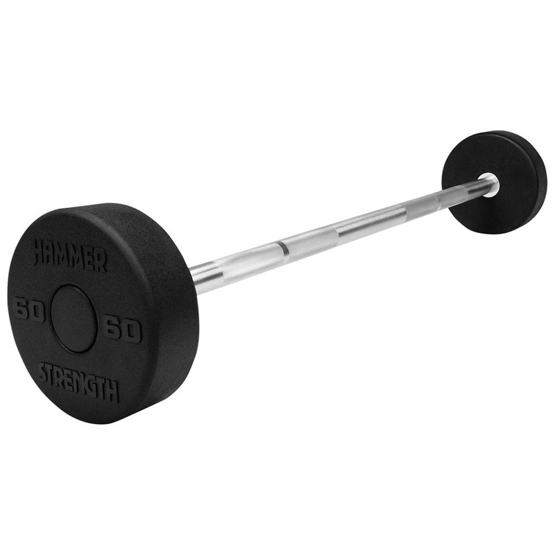 Hammer Strength Round Rubber Fixed Barbell - straight, 60LB