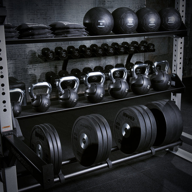 Life Fitness accessories on Hammer Strength rack